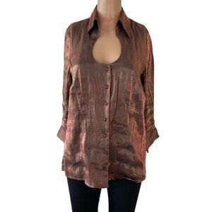 1830 Vintage Two Tone Shiny Copper Size M Blouse